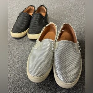 Black & Silver Woven Flats